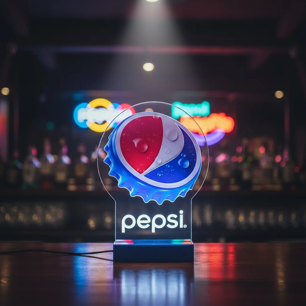 Custom Acrylic Pepsi Table LED Light Sign - Illuminating Logo
