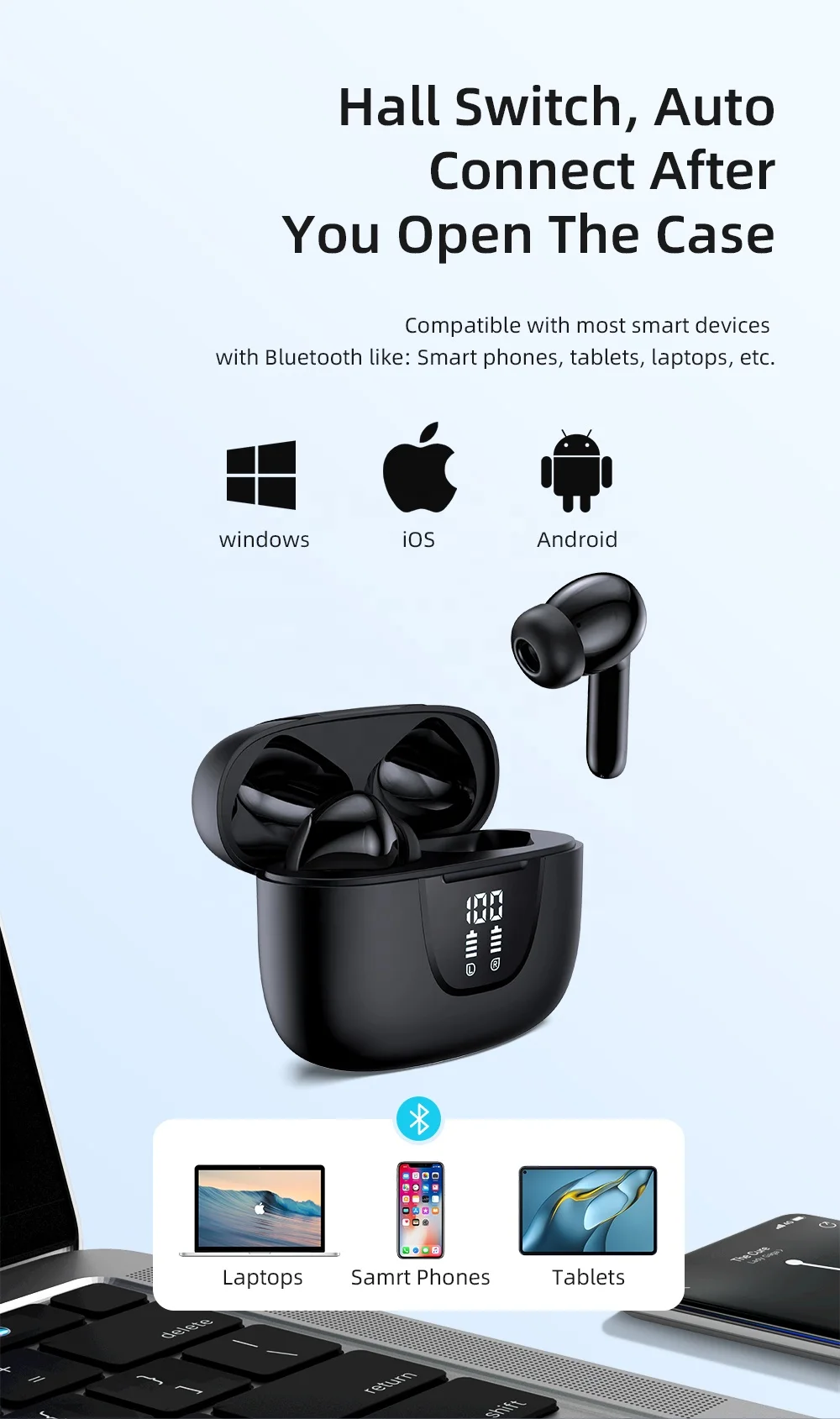 Factory S42 New Design Tws Earbuds Bt 5.3 Anc Enc Earphones Low Latency ...