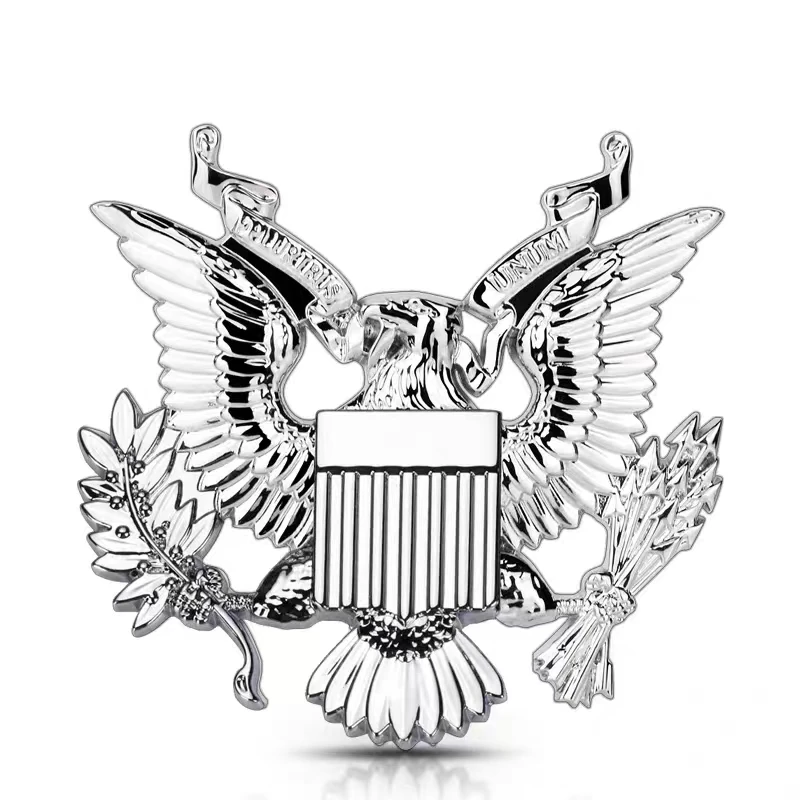 2-Pack 3D Chrome Metal US President Eagle Emblem – Trunk Badge & Decal Set