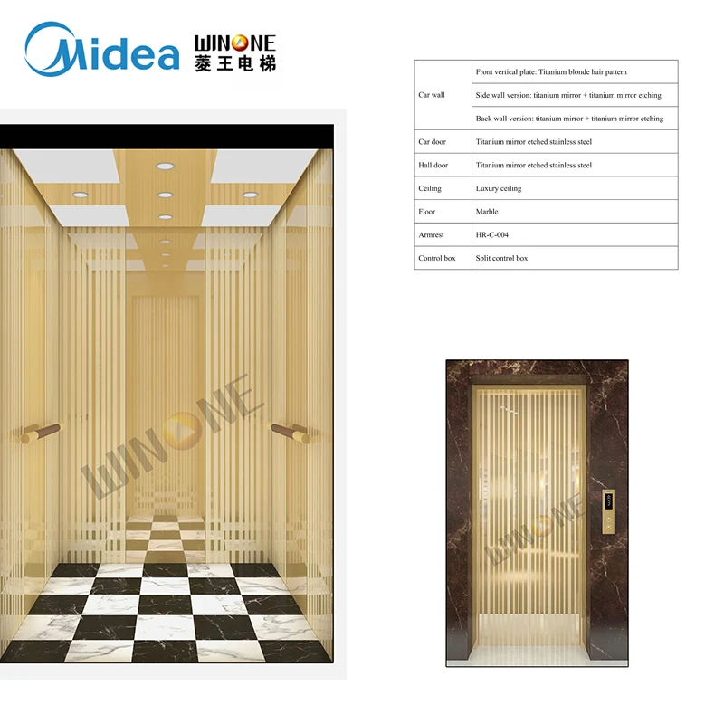 Midea Winone General Customized 450kg Modern Building Passenger Lift Elevator Price