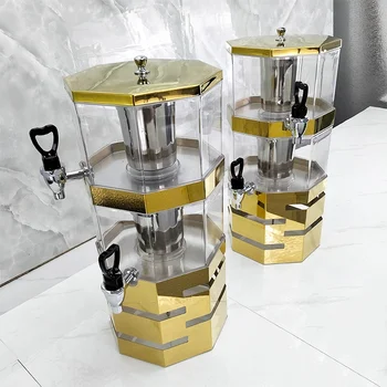 Hot Selling 8L Stainless Steel Beer Dispenser Golden Plated Plastic for Hotel Restaurant Dinner Buffet