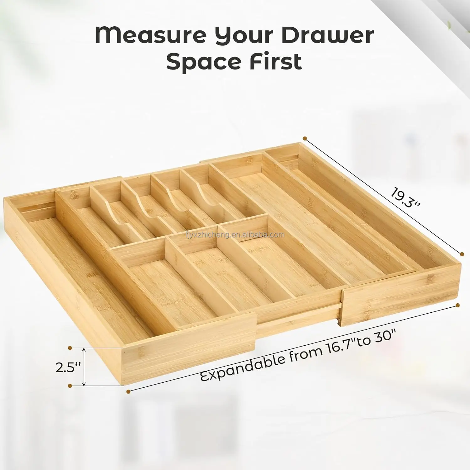 product expandable 167 30 bamboo wood flatware tray large kitchen drawer organizer for cutlery utensils scissors silverware-1