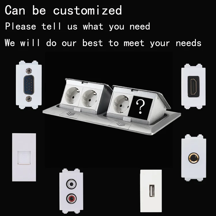 High quality French power socket multi-function information box gold hidden pop-up French standard floor socket