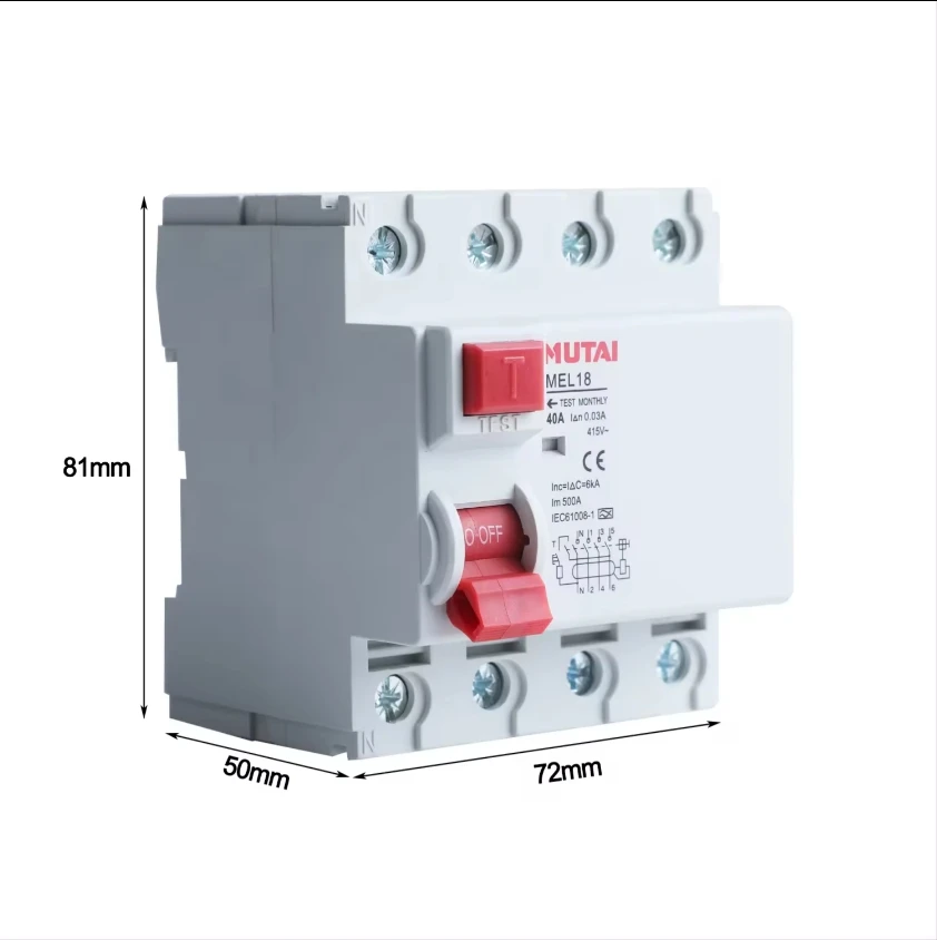 Factory 16a 25a 40a 40 Amp 63a 80a 100a AC RCCB Price 4P 4 Pole 4 Phase Residual Current Circuit Breaker