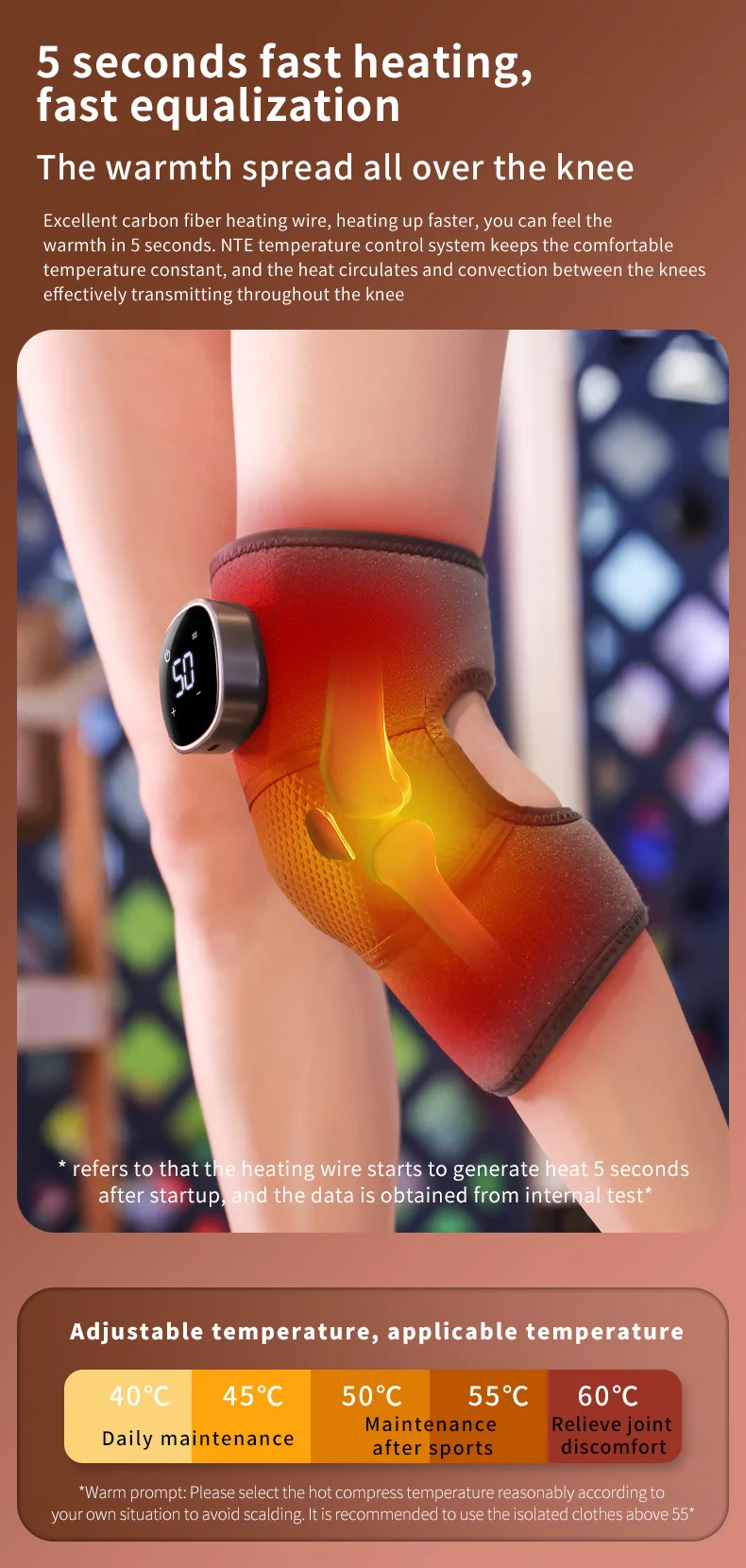 Wireless Knee Heating Pad Rechargeable Warm Therapy Knee Massager With