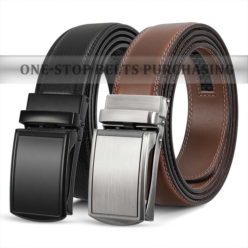 One Stop Belt Purchasing Genuine Leather Automatic Ratchet Buckle Real ...