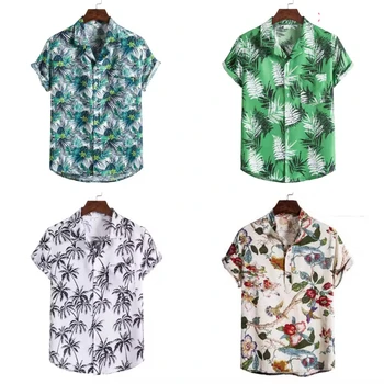 2024 Summer Resort Beach Shirts For Men Hawaiian Printing Custom Sports Polo Shirts Short Sleeve Plaint Plus Size Men'S Shirts