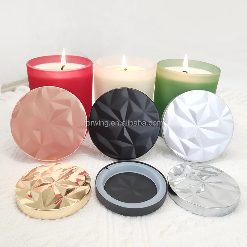 New Design Gold Candle Lid Covers Shiny Silver Rose Gold Black Custom Candle Jar Metal Lids manufacture