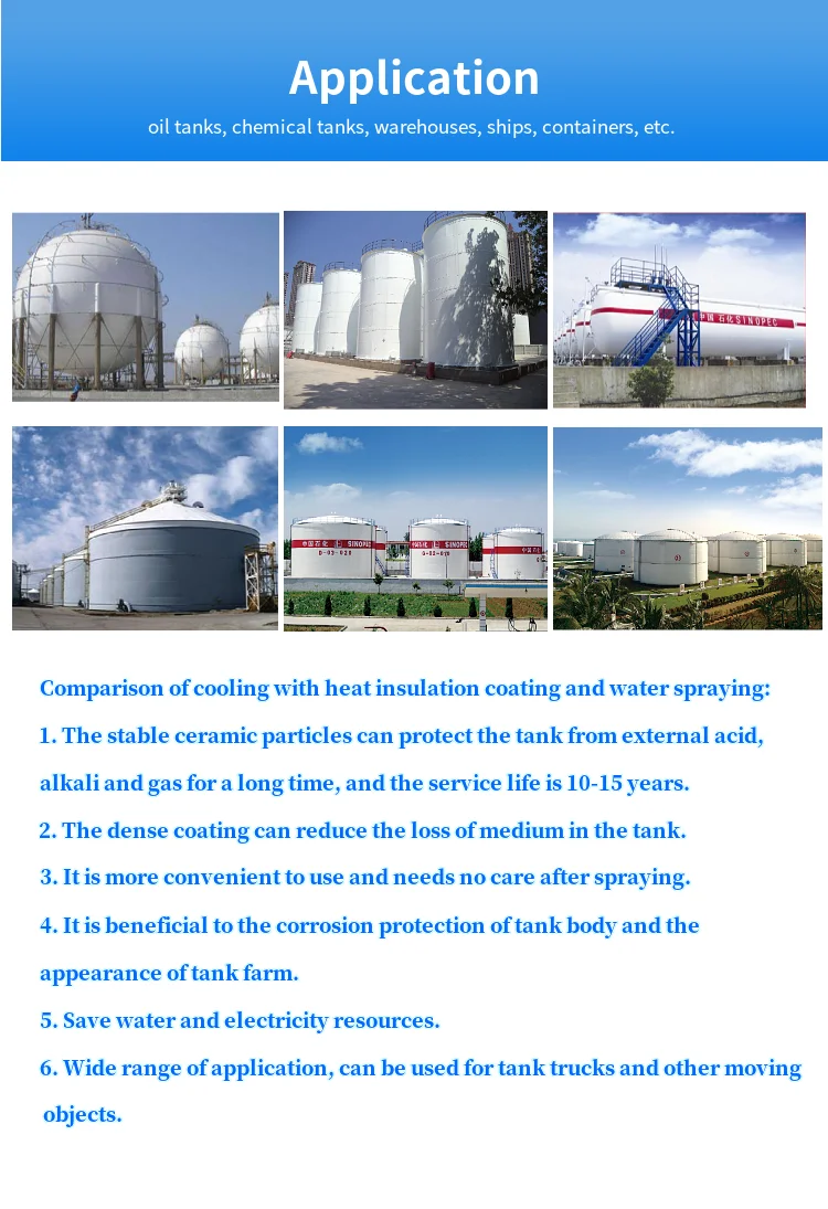 Ceramic Heat Insulation and Anti-corrosive Coating for Oil Tank Chemical Storage Tank