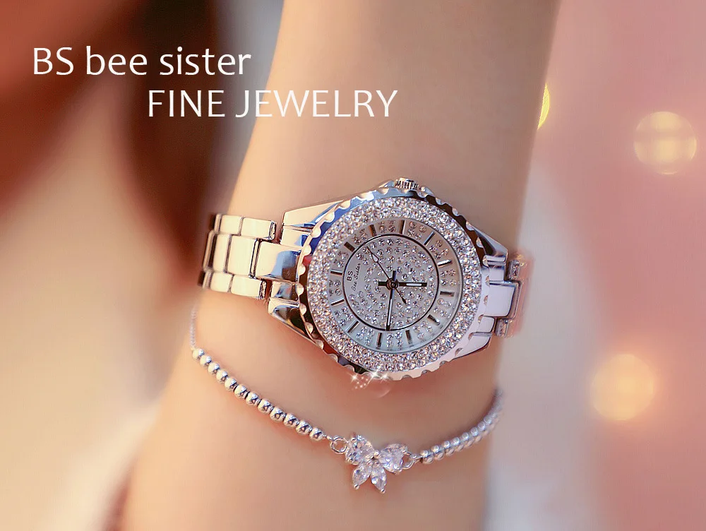 Bs Bee Sister 0280 Women Watch Fashion Crystal Diamond Dress Watches Lady Luxury Waterproof Women Quartz Bracelet Wristwatches