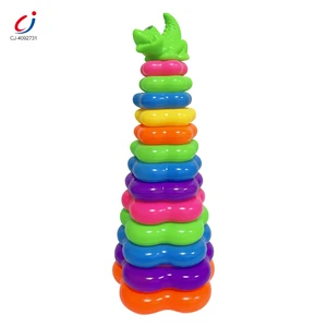 Chengji Ring Stack Tumbler Toy Toss Colorful Little Dinosaur Seven Color Rainbow Tower DIY Jumbo Ring Stacking Toy