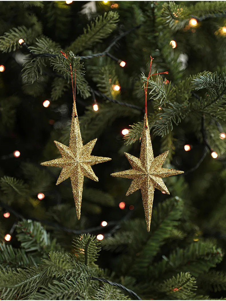 Christmas Tree Pendant Ornaments Octagonal Star Christmas Tree Ornament Star for Winter Christmas Holiday Tree Decorations supplier