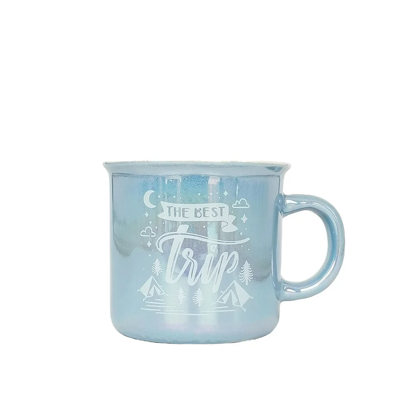 Factory Custom Unglazed Ceramic Mug With Lid Blue Ceramic Mug Coffee Mug