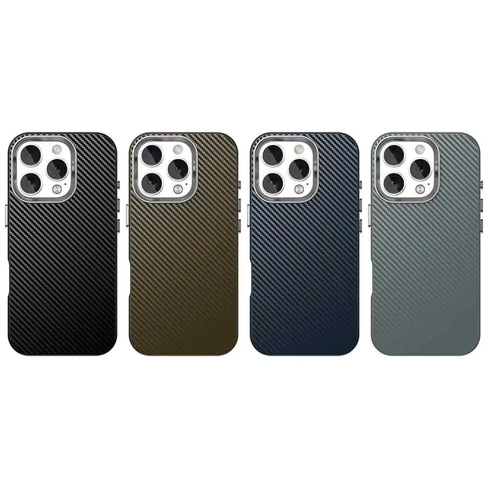 product carbon fiber slim mobile phone case metal button anti drop full protective cover for iphone 17 air 12 13 14 16 15 pro max-4