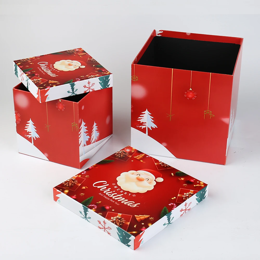 Customizable Christmas Gift Boxes Set Rigid Paper Packaging with Embossed Base and Lid Sponge Lined Gift Package for Present