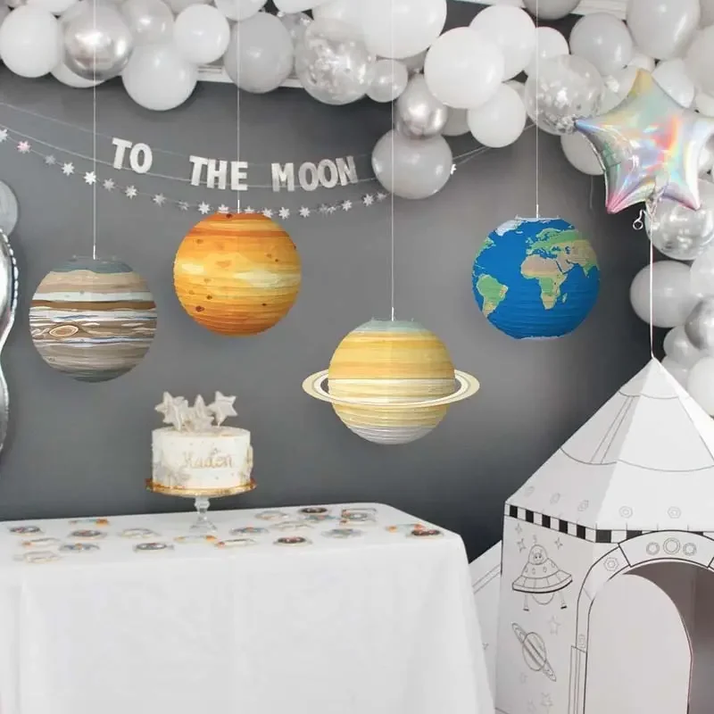 Lanternes Suspendues Fusée Et Planètes - Décoration Spatiale Pour Fête, Chambre D'enfant Ou Jardin - 6