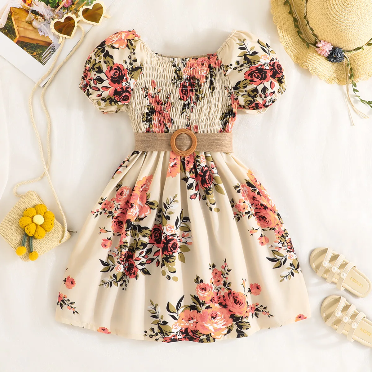 sachin and babi light blue dress 2024 Fashion Design New Teenager Summer Dress Hot Sale Children Clothing  Floral Printed Short Sleeve Big Girls Dresses