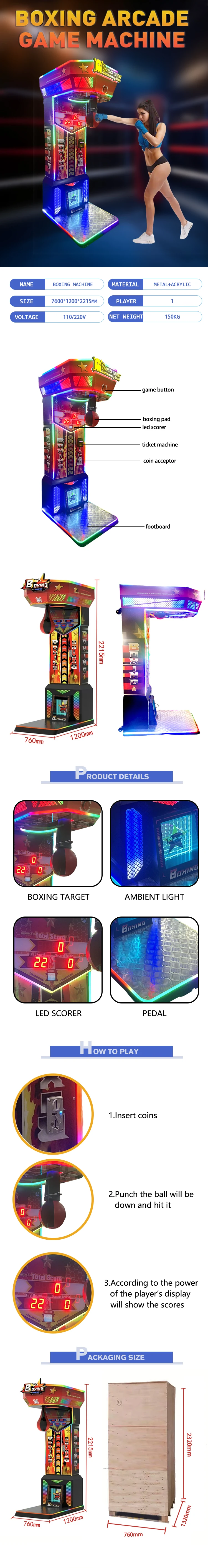 Funpark Price Coin Operated Sport Arcade Boxing Game Machine Big King Kick Punching Arcade Boxing Game Machine 30% Deposit details