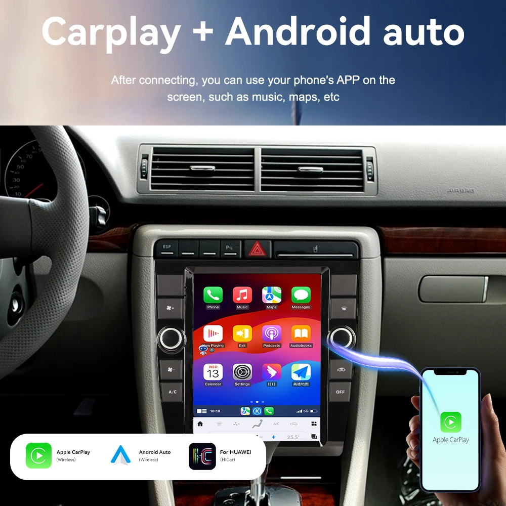 Autoradio Android 4G+64GB Pour Audi A4 B6/B7, Seat Exeo | 7" écran Tactile, GPS, CarPlay/Android Auto Sans Fil | Avec Caméra De Recul - 7