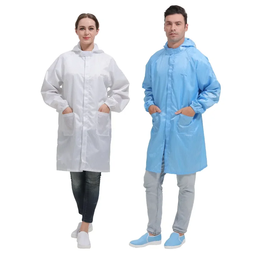 ESD LAB Coat Dust-Proof Hooded Anti-Static Work Gown Cleanroom Clothes Safety Clothing