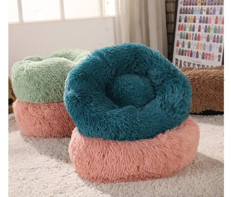 Лидер продаж, кровати для домашних животных, аксессуары для домашних животных, мягкая роскошная круглая плюшевая кровать для домашних животных, Лежанка для собаки, коврик для кошки