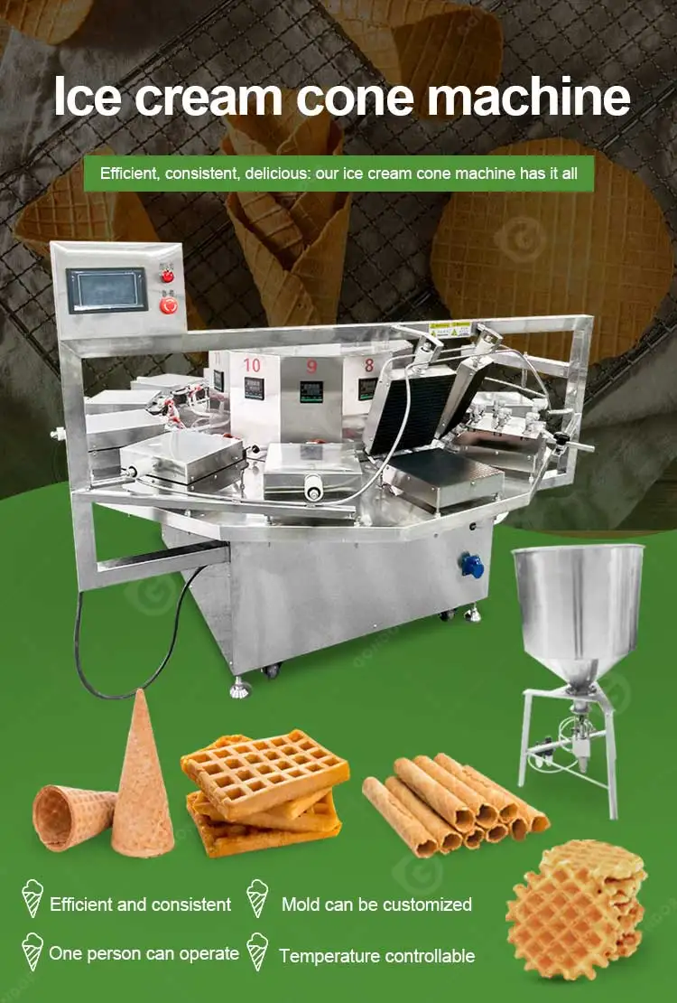 Stroopwafel Sugar Ice Cream Egg Roll Shape Automatic Cone Make Maker Gas Industrial Machine India