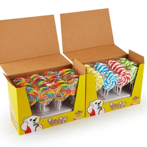 Rainbow Swirl Lollipops in Box Assorted Flavors Hard Candies with Fruity Glucose Syrup Mixed Fruit Stars Hearts Pattern Sweets