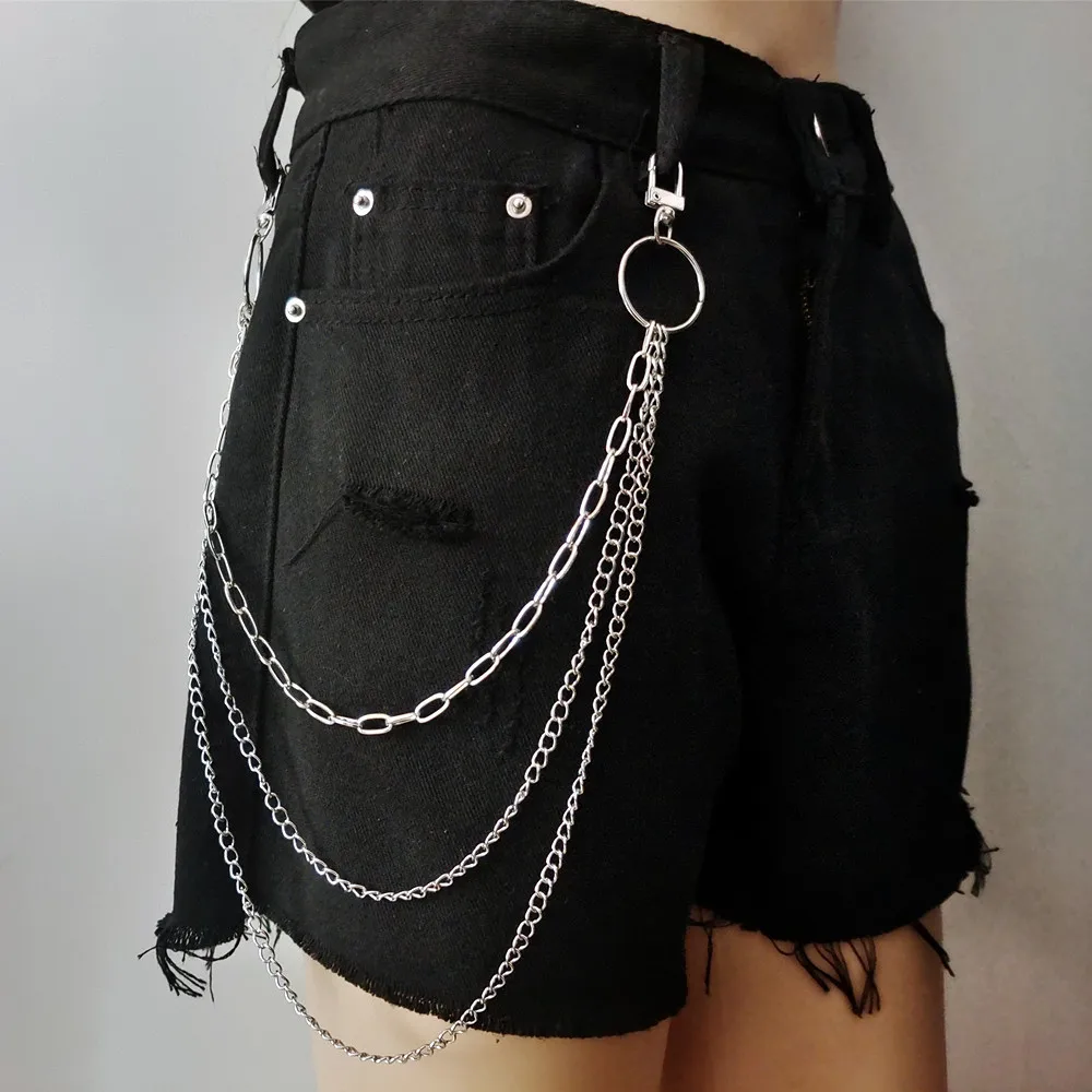 Lot 3 Chaînes De Pantalon Punk Hip Hop – Argenté, Multilayer, Style Gothique Tendance