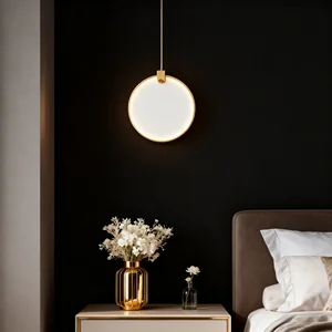 JACKSUN Nordic Restaurant Bar Counter Single-Head Bedroom Bedside Pendant Light Luxury Marble Pendant Light