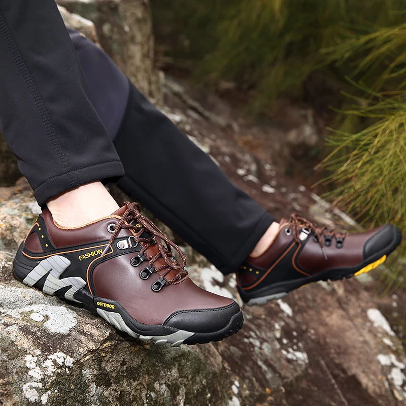 New Arrival Waterproof Genuine Leather Hiking Shoes For Men