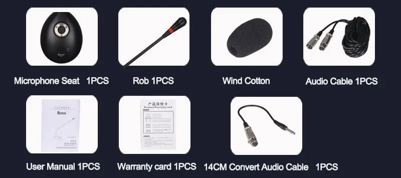 Condenser Conference Microphone Conference Microphone Parts Wired Plastic DC 3V / 48V Phantom Power(automatically Convert) 38CM