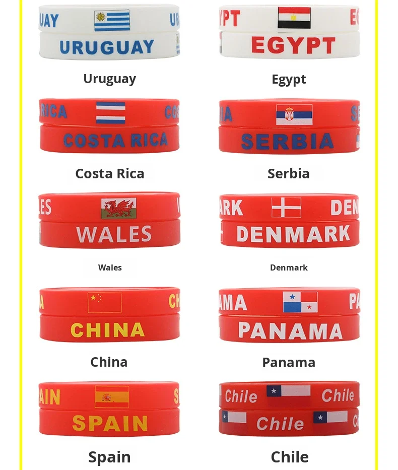 France Paris World Games Commemorative National Day United States Brazil China Flag Eco-friendly Silicone Bracelet 20cm Band supplier