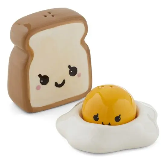 Ceramic Egg and Toast Salt and Pepper Shakers in Gift Box : : Home