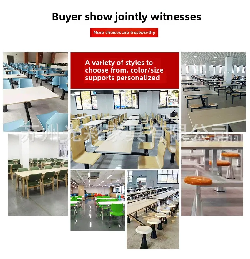 product modern square 4 6 person stainless steel foldable eco friendly school canteen dining table chairs set home hotel kitchen wood-1