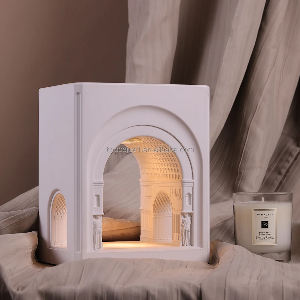 European White Gypsum Vatican Design Halogen GU10 Electric Scented Candle Warmer Lamp for Home Bedroom AU SA IT Plug Standards