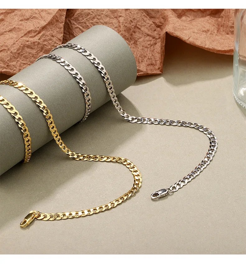 VIANRLA 925 Sterling Silver Cuban Link Chain Jewelry
