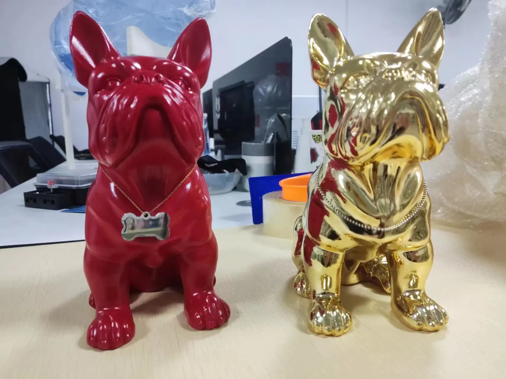 Black Resin French Bulldog Figurine Modern Polyresin Outdoor