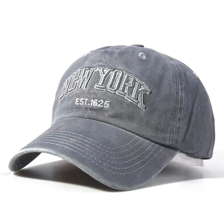 Embroidered cotton cap - Grey/New York - Ladies