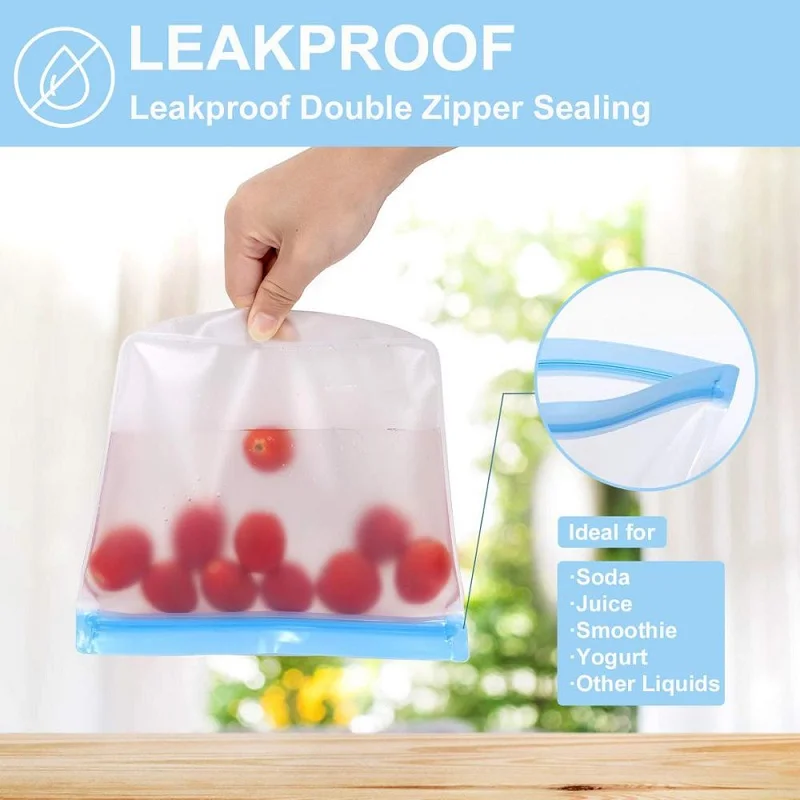 Custom Printed Reusable Ziplock Waterproof Leakproof Freezer Peva Snack