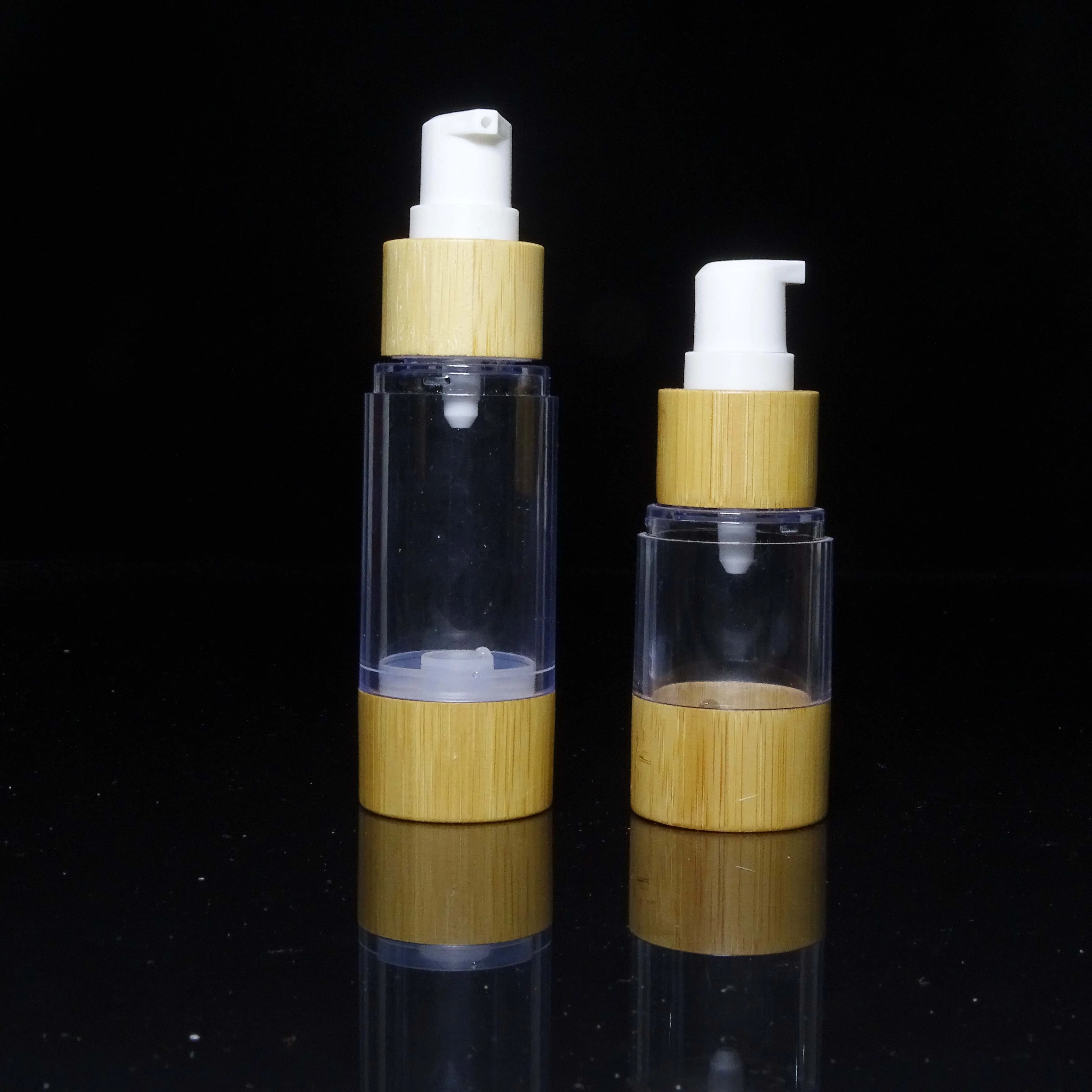 Bamboo Airless Bottles Custom Brand Airless Bamboo Lotion Pump Bottle For Shaving Cream 15ml 30ml 50ml