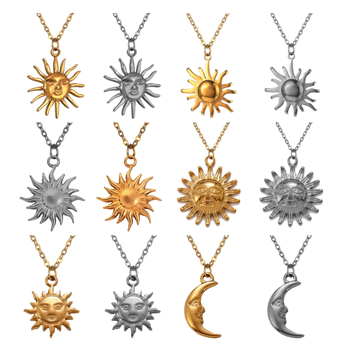 스테인레스 스틸 썬 버스트 펜던트 목걸이 질감 스마일 페이스 링크 체인 초커 목걸이 남여 공용 트렌디 썬문 쥬얼리| Alibaba.com
