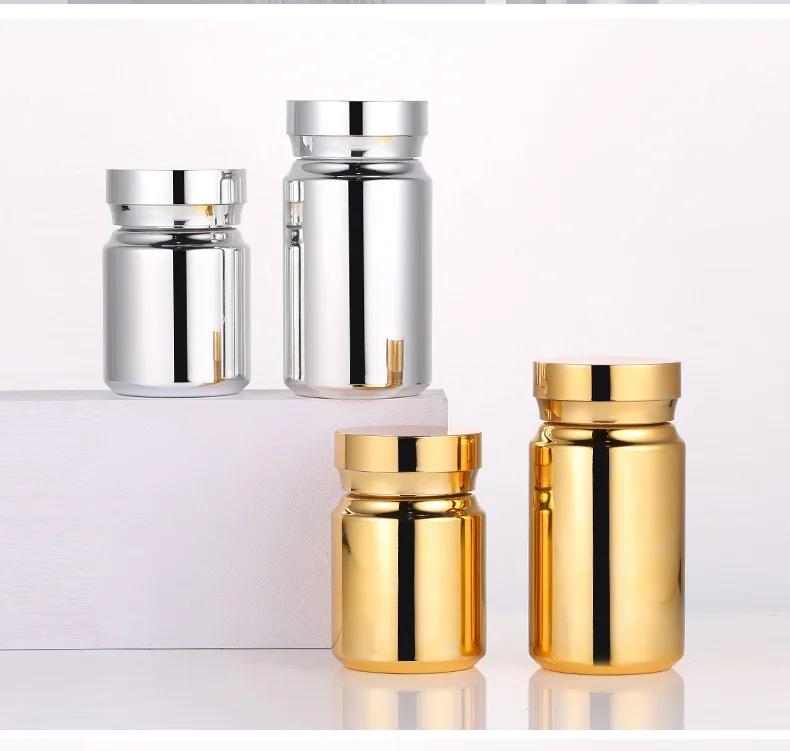 Luxury 80ml 120ml 150ml Golden Plastic Pill Medicine Bottle