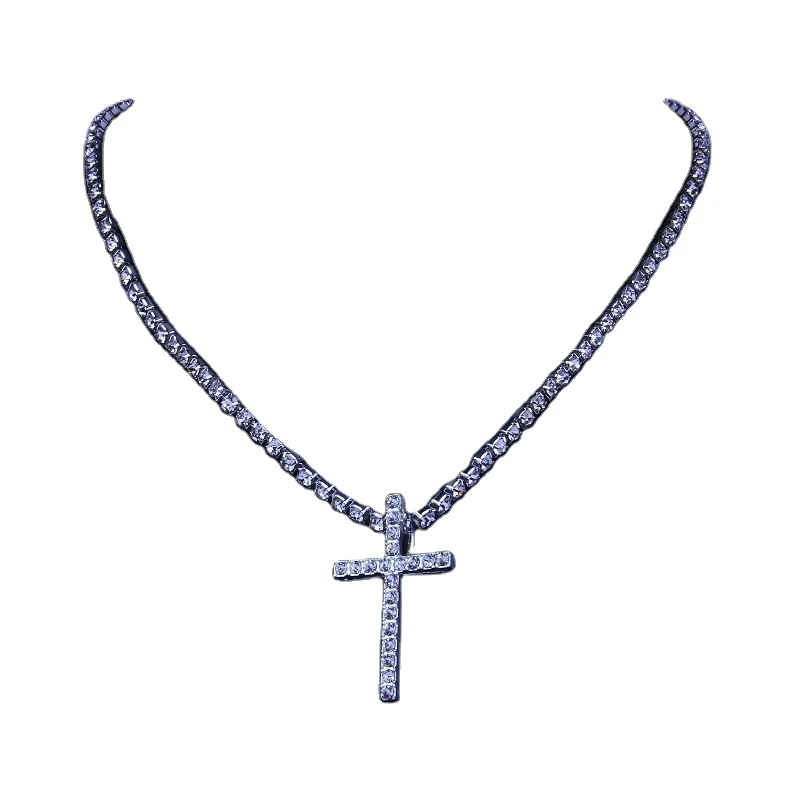 Cubic Zirconia Cross Pendant Necklace 
