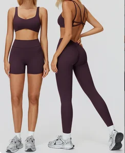 3pcs Newest Women Active Wear Breathable Gym Bra Shorts Set Custom logo Clothing Fitness Leggings Sports Yoga Sets for Women