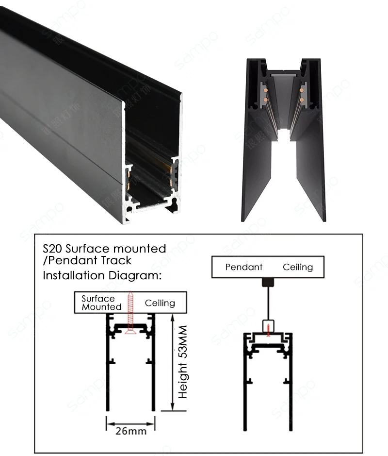Surface Mounted Dimmable LED Track Lamp 48V Magnetic Linear Track Spotlight Can Embedded Suspension Track Lighting Rail System