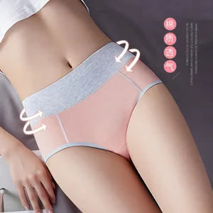 HD293 Large Size Women's 95% Cotton Underwear Women's Solid Color Women's Mid-waist Panties Sexy Student Briefs