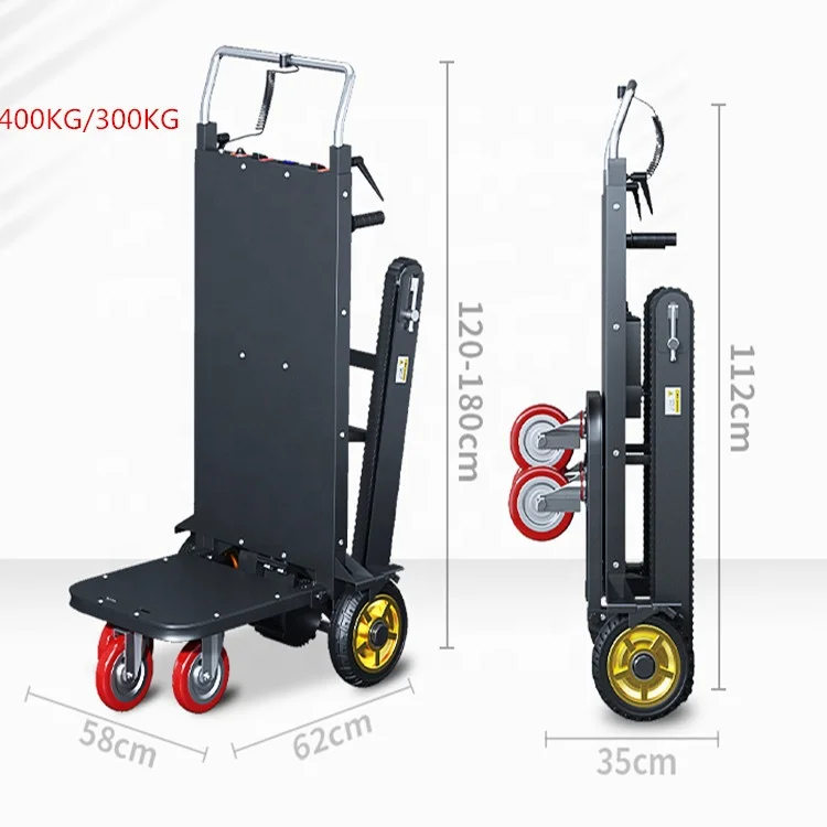 300-400KG Electric Stair Climbing Cart Iron Four-Wheel Platform OEM Tools Cargo Trolley