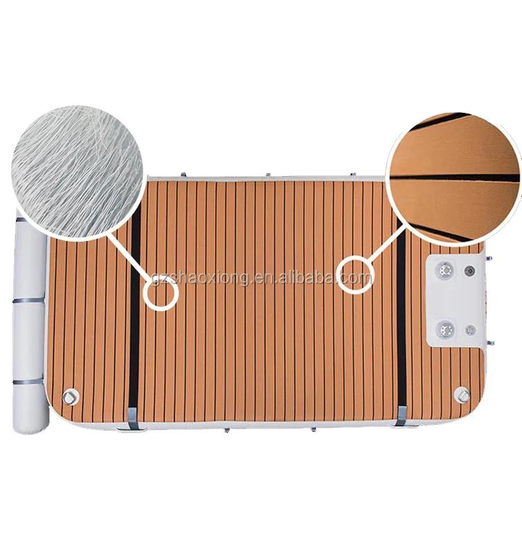Inflatable Floating Dock Ride-ons 8/5ft Swim Platform Dock Inflatable Water Mat with Ladder&Hand Pump Electric Floating Platform