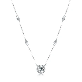 S925 Sterling Silver Platinum-Plated 1ct D Grade 3EX Moissanite Fine Jewelry Necklace Pendant
