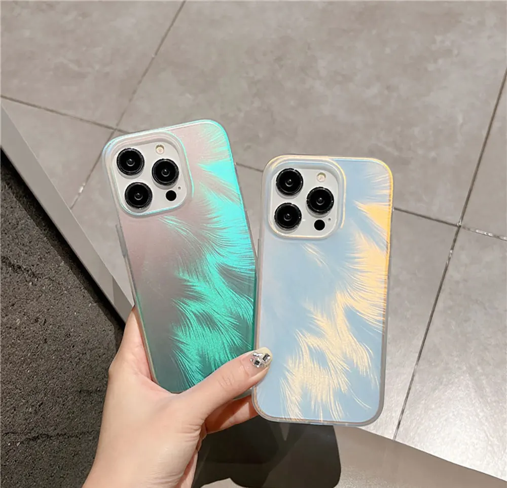 Gradient Puffer Phone Cases For Iphone X 7 8 10 11 12 13 14 15 Max Pro Plus Luxury Matte Laser Frosted Ombre Case SJK144 Laudtec manufacture